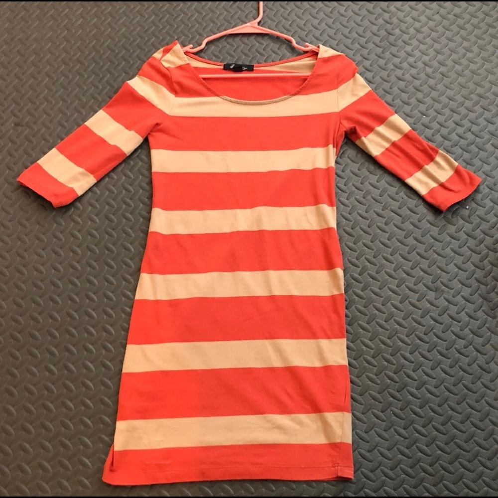 FOREVER 21 striped bodycon midi dress
